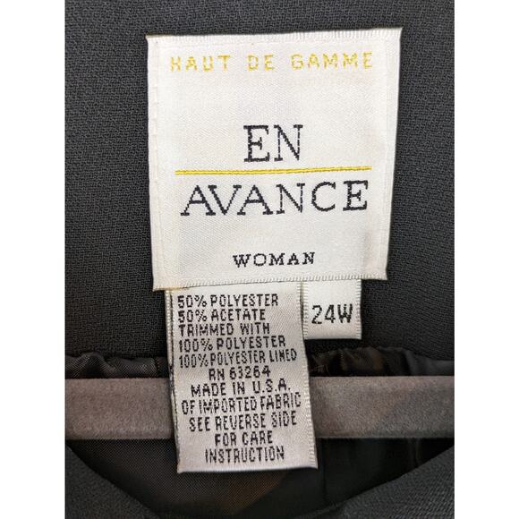 En Avance Jacket Satin Trim Classic Chic Vintage Jackie O Black Size 24W - Picture 7 of 9